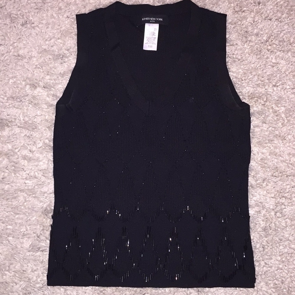 Black Beaded PS Jones New York Top